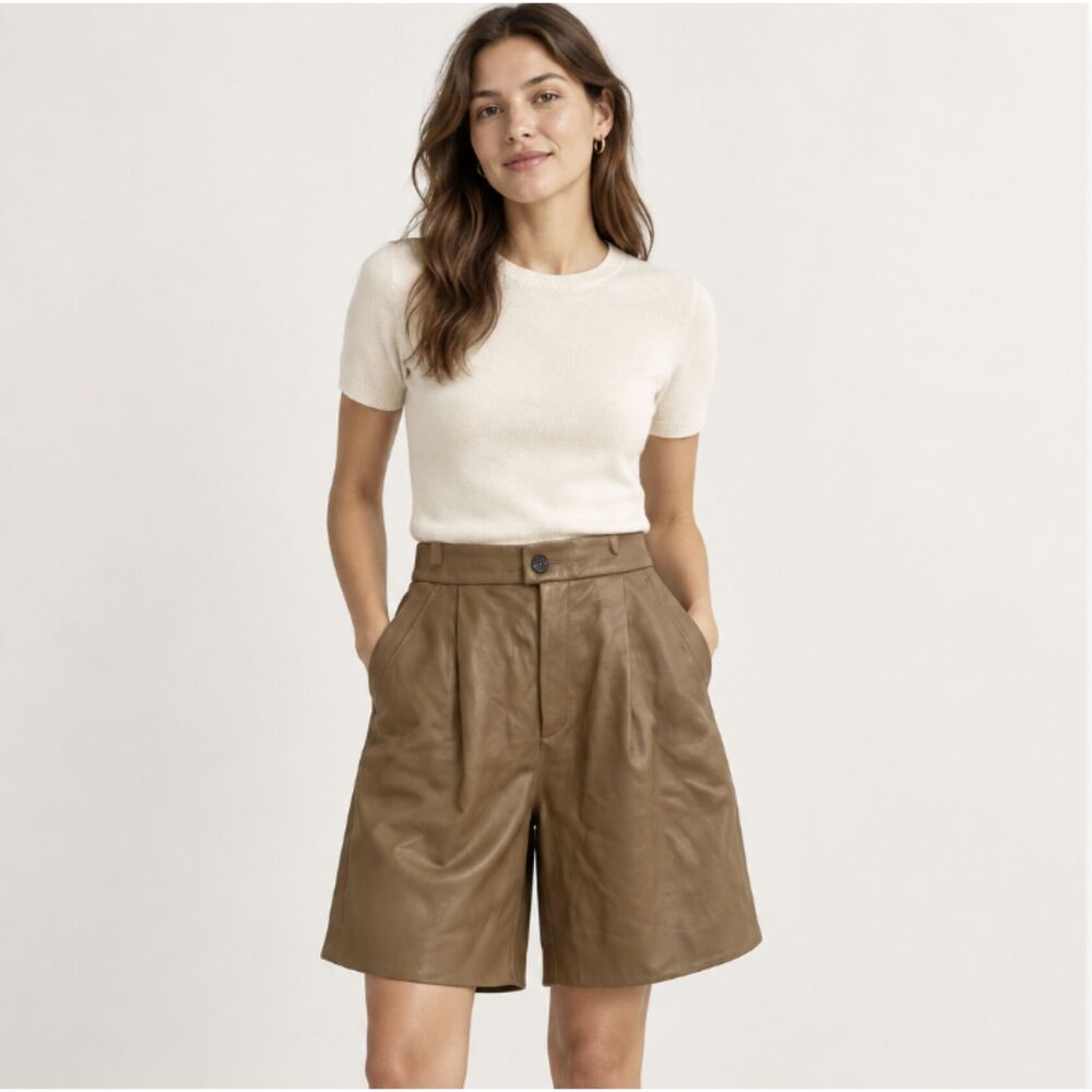 High-Waisted Faux Leather Bermuda Shorts